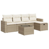 Salon de jardin avec coussins 6 pcs beige résine tressée