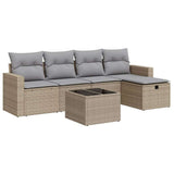 Salon de jardin avec coussins 6 pcs beige résine tressée