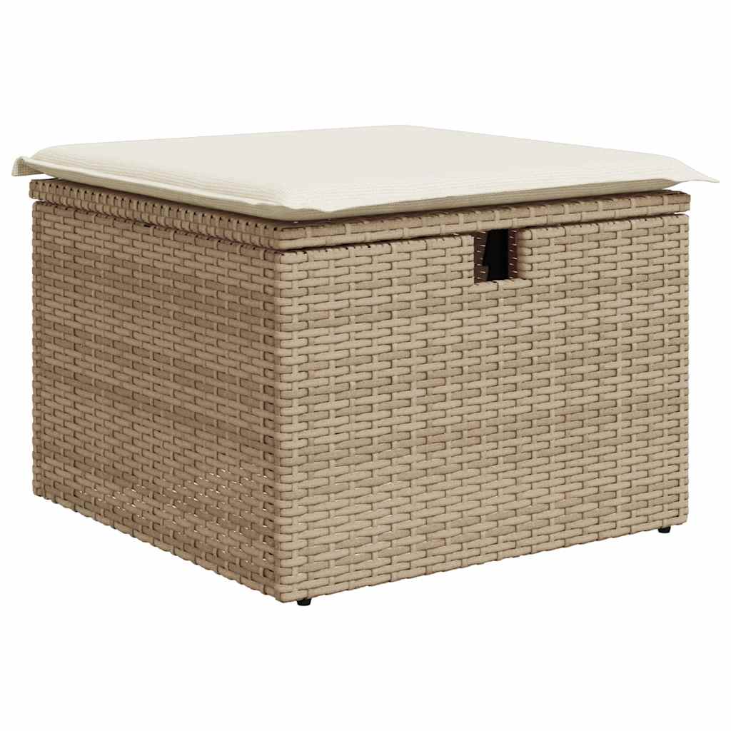 Salon de jardin avec coussins 7 pcs beige résine tressée