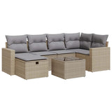 Salon de jardin avec coussins 7 pcs beige résine tressée