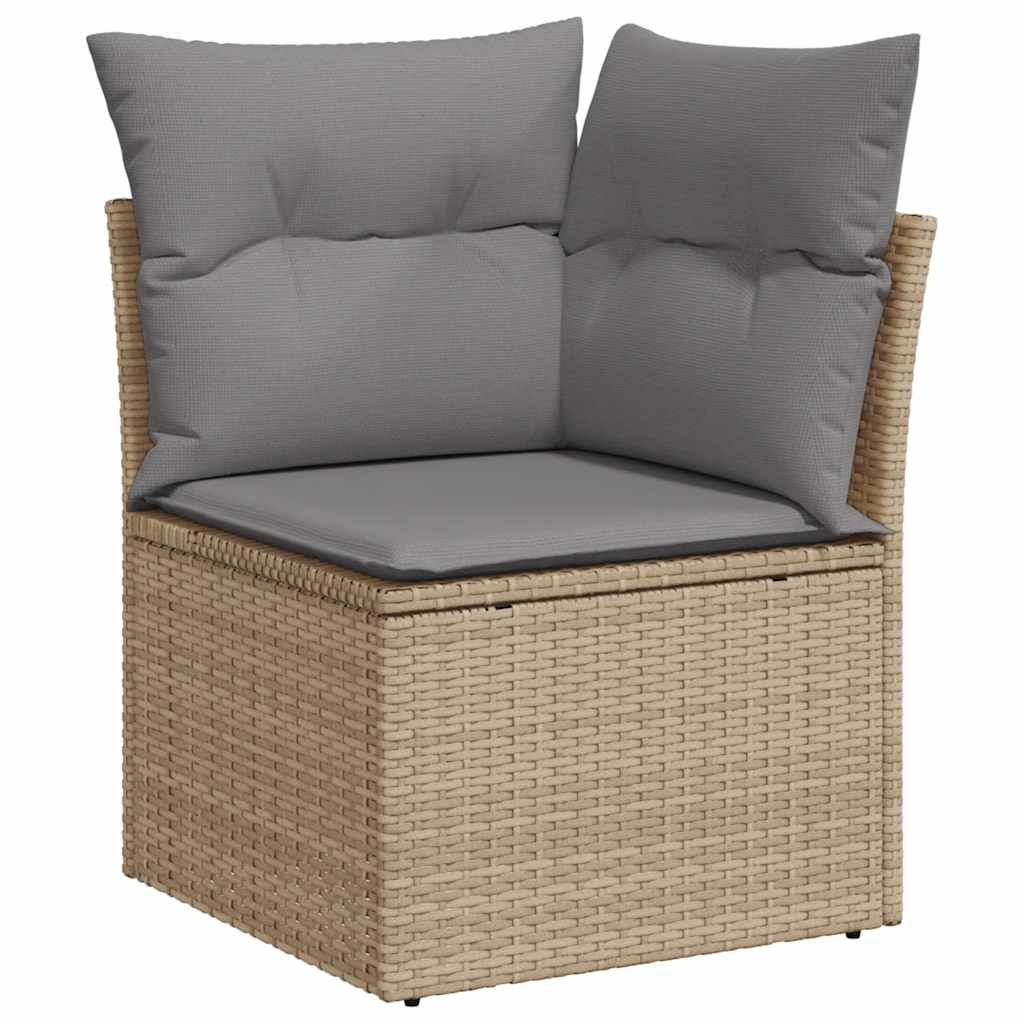 Salon de jardin avec coussins 7 pcs beige résine tressée