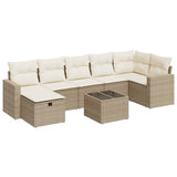 Salon de jardin avec coussins 8 pcs beige résine tressée