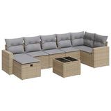 Salon de jardin avec coussins 8 pcs beige résine tressée