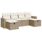 Salon de jardin avec coussins 6 pcs beige résine tressée