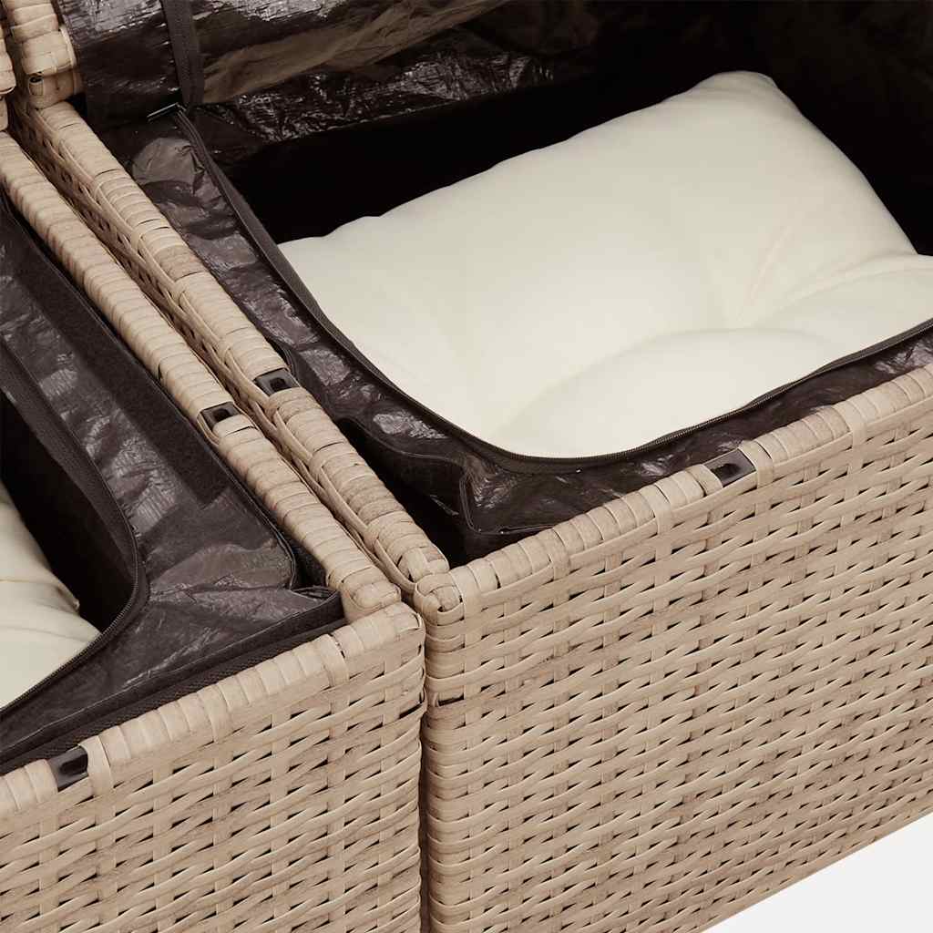 Salon de jardin avec coussins 6 pcs beige résine tressée