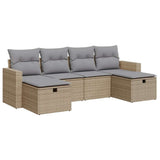 Salon de jardin avec coussins 6 pcs beige résine tressée