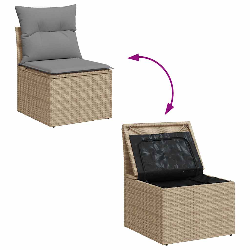 Salon de jardin avec coussins 6 pcs beige résine tressée