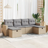 Salon de jardin avec coussins 6 pcs beige résine tressée