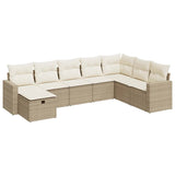 Salon de jardin avec coussins 8 pcs beige résine tressée