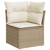 Salon de jardin avec coussins 8 pcs beige résine tressée