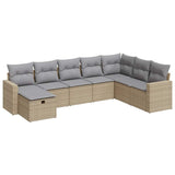 Salon de jardin avec coussins 8 pcs beige résine tressée