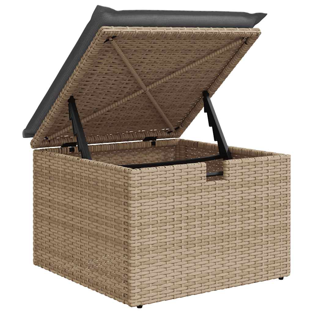 Salon de jardin avec coussins 9 pcs beige résine tressée