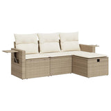 Salon de jardin avec coussins 4 pcs beige résine tressée