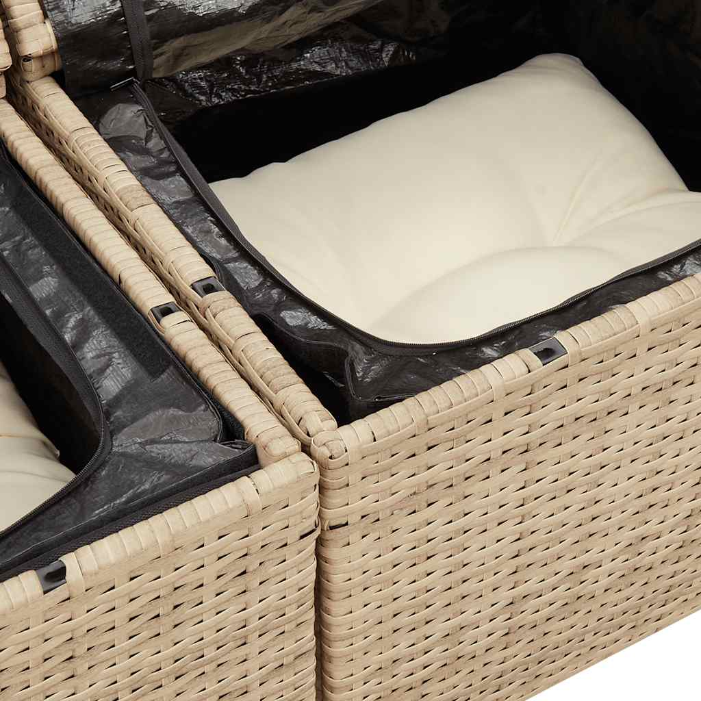 Salon de jardin avec coussins 4 pcs beige résine tressée