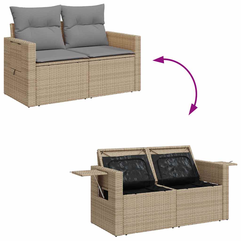 Salon de jardin avec coussins 5 pcs beige résine tressée