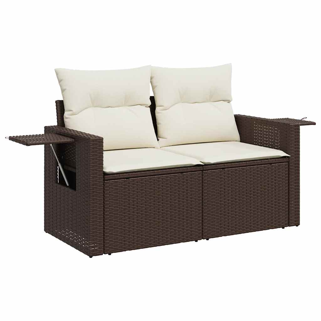 Salon de jardin avec coussins 5 pcs marron résine tressée