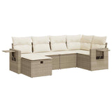 Salon de jardin avec coussins 6 pcs beige résine tressée