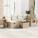 Salon de jardin avec coussins 7 pcs beige résine tressée