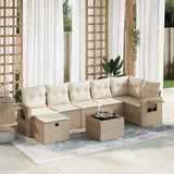 Salon de jardin avec coussins 8 pcs beige résine tressée