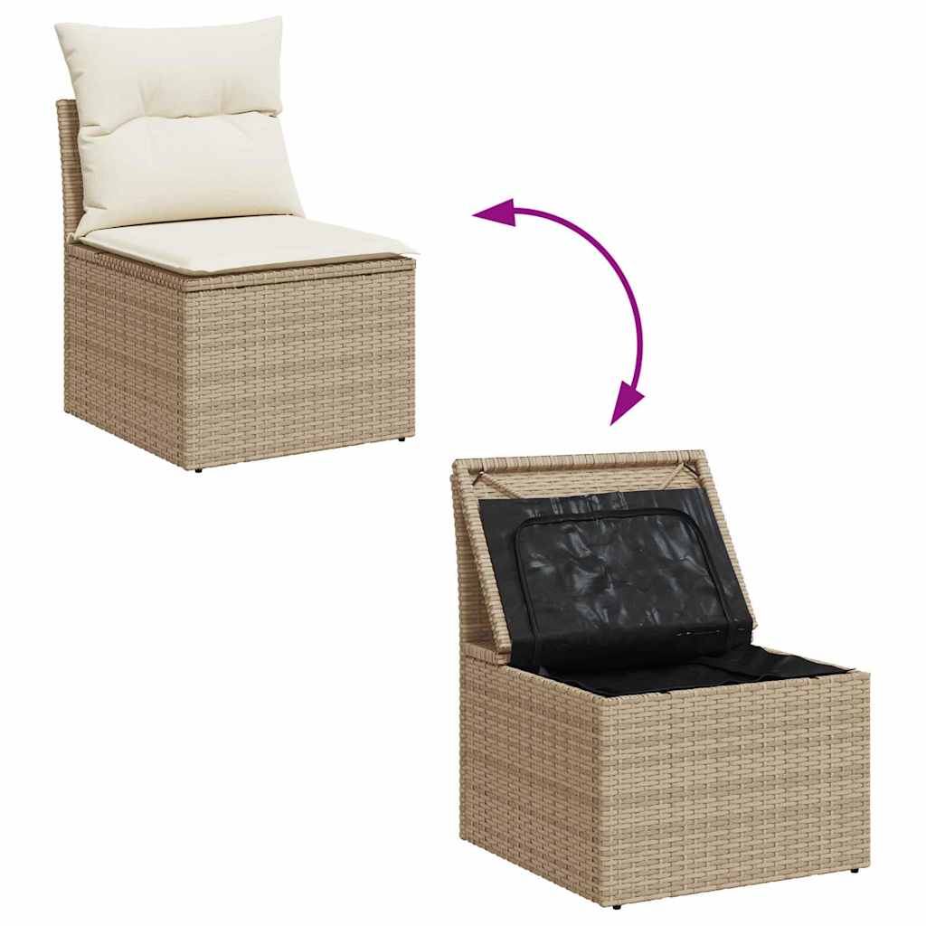 Salon de jardin avec coussins 6 pcs beige résine tressée