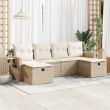 Salon de jardin avec coussins 6 pcs beige résine tressée