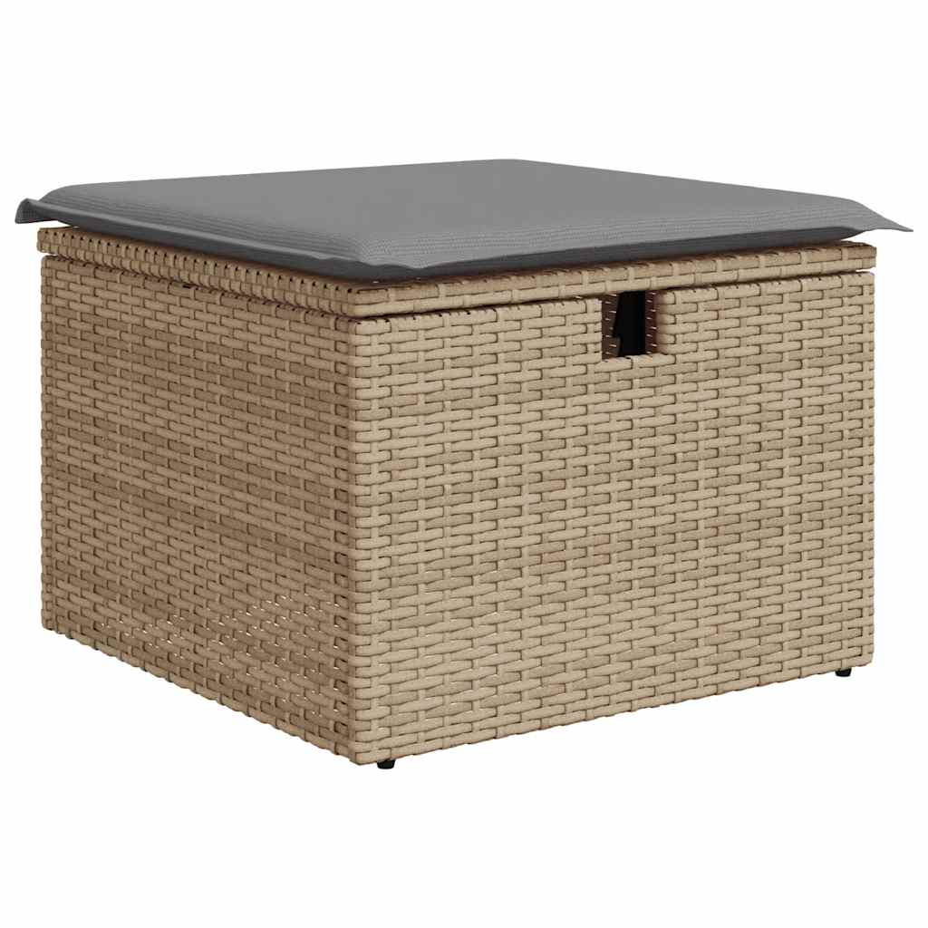 Salon de jardin avec coussins 6 pcs beige résine tressée