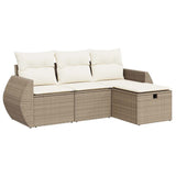 Salon de jardin avec coussins 4 pcs beige résine tressée