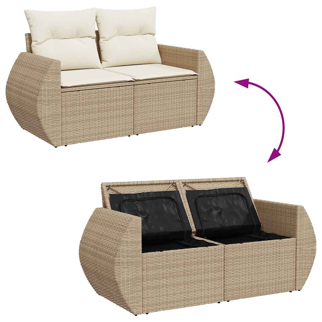 Salon de jardin avec coussins 4 pcs beige résine tressée