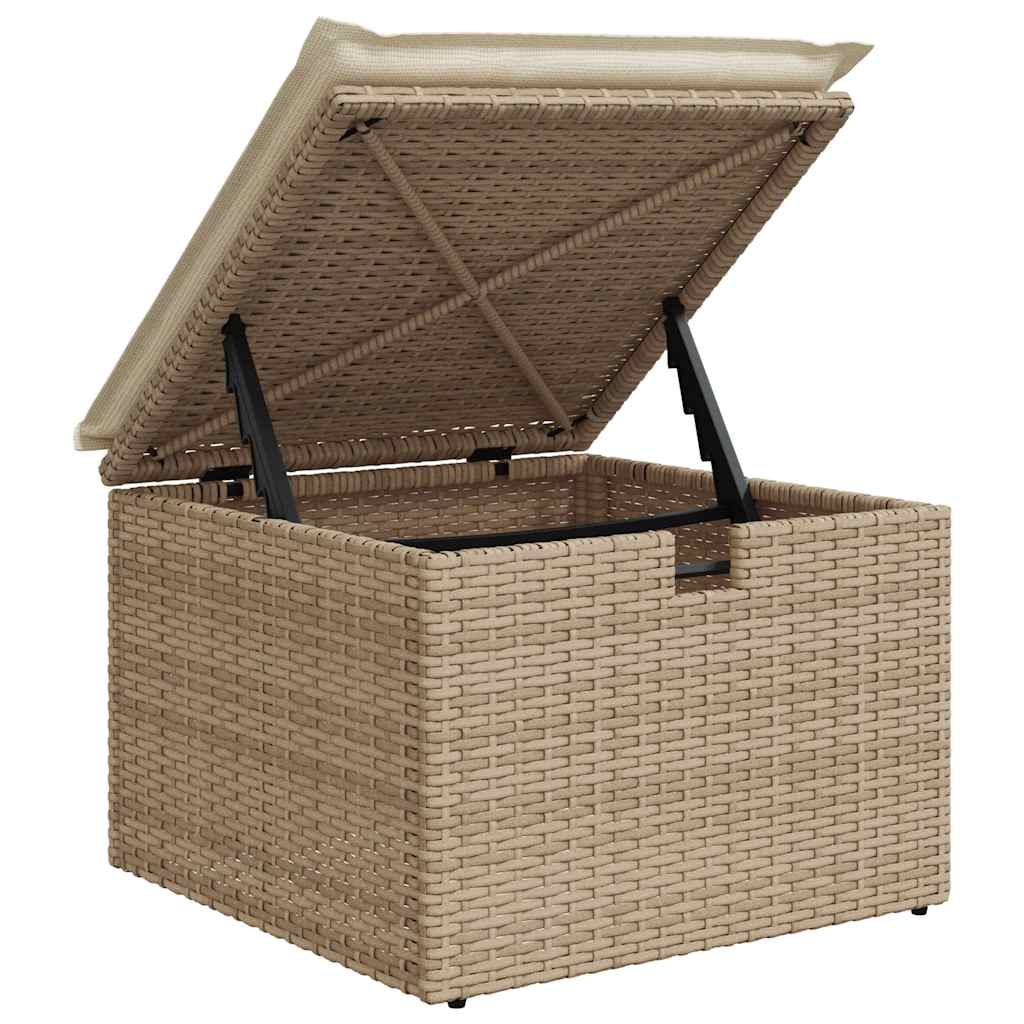 Salon de jardin avec coussins 4 pcs beige résine tressée