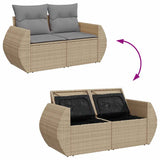 Salon de jardin avec coussins 4 pcs beige résine tressée