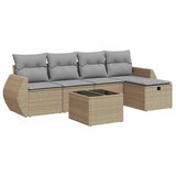 Salon de jardin avec coussins 6 pcs beige résine tressée