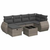 Salon de jardin avec coussins 7 pcs gris résine tressée