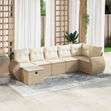 Salon de jardin avec coussins 7 pcs beige résine tressée