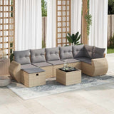 Salon de jardin avec coussins 8 pcs beige résine tressée