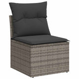 Salon de jardin 8 pcs avec coussins gris résine tressée