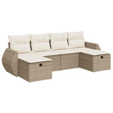 Salon de jardin avec coussins 6 pcs beige résine tressée