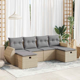 Salon de jardin avec coussins 6 pcs beige résine tressée