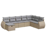 Salon de jardin avec coussins 8 pcs beige résine tressée