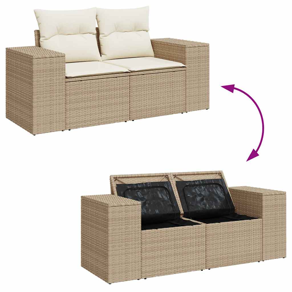 Salon de jardin avec coussins 4 pcs beige résine tressée