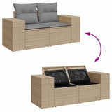 Salon de jardin avec coussins 4 pcs beige résine tressée