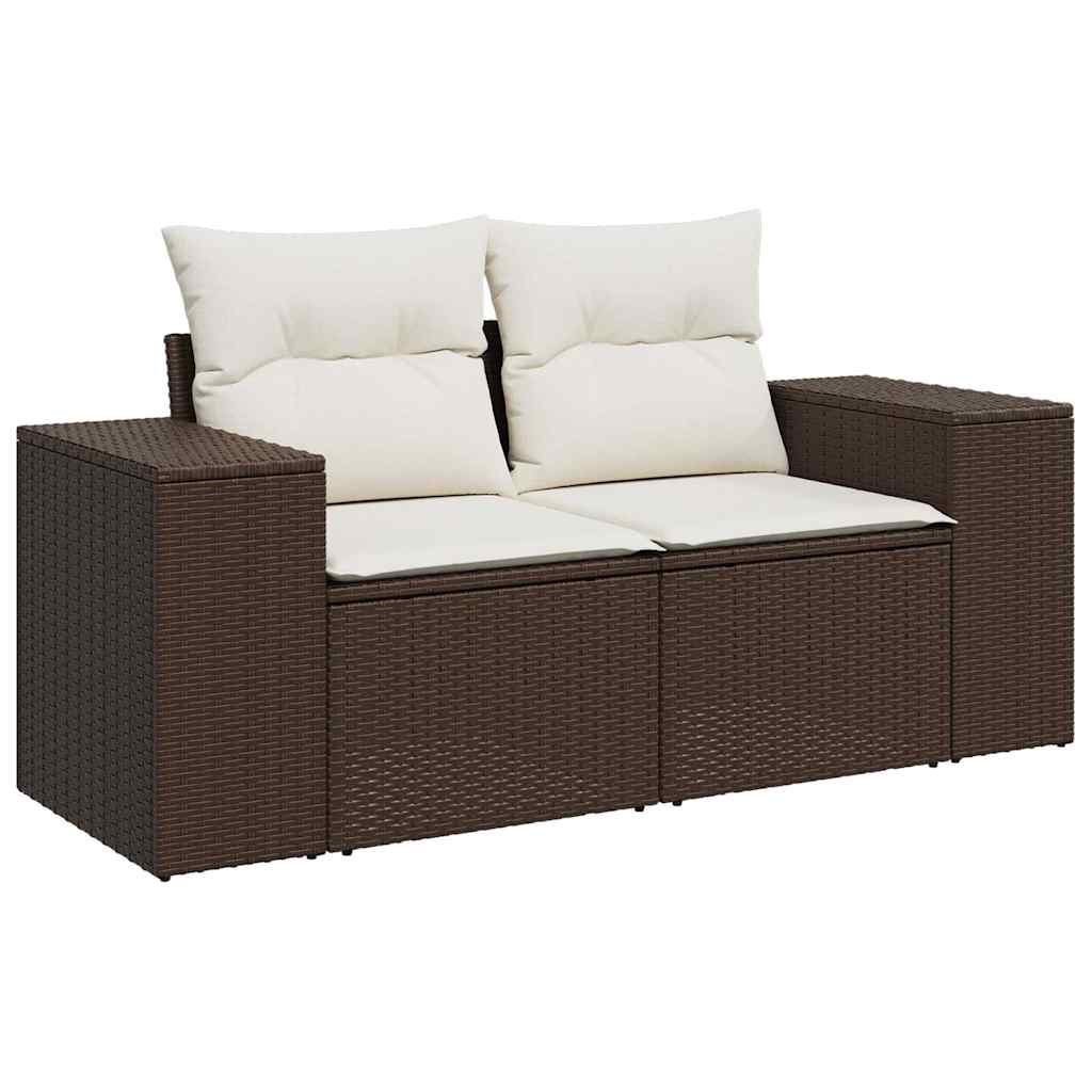 Salon de jardin avec coussins 5 pcs marron résine tressée