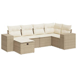 Salon de jardin avec coussins 6 pcs beige résine tressée