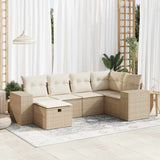 Salon de jardin avec coussins 6 pcs beige résine tressée