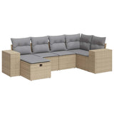 Salon de jardin avec coussins 6 pcs beige résine tressée