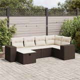 Salon de jardin avec coussins 6 pcs marron résine tressée