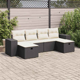 Salon de jardin 6 pcs avec coussins noir résine tressée