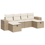 Salon de jardin avec coussins 6 pcs beige résine tressée