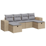 Salon de jardin avec coussins 6 pcs beige résine tressée