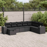 Salon de jardin 8 pcs avec coussins noir résine tressée