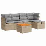 Salon de jardin avec coussins 6 pcs beige résine tressée